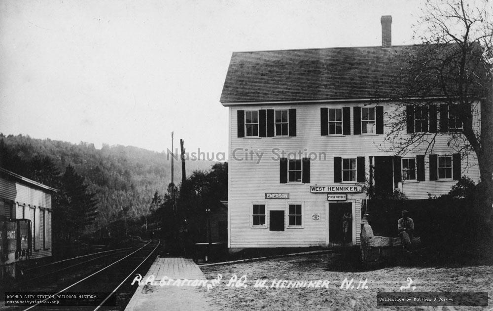 Postcard: Railroad Station and Post Office, West Henniker, New Hampshire